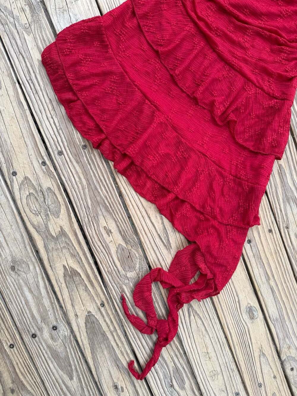 Red Halter Neck Asymmetrical Ruffle Mini Dress - Picture 6 of 9